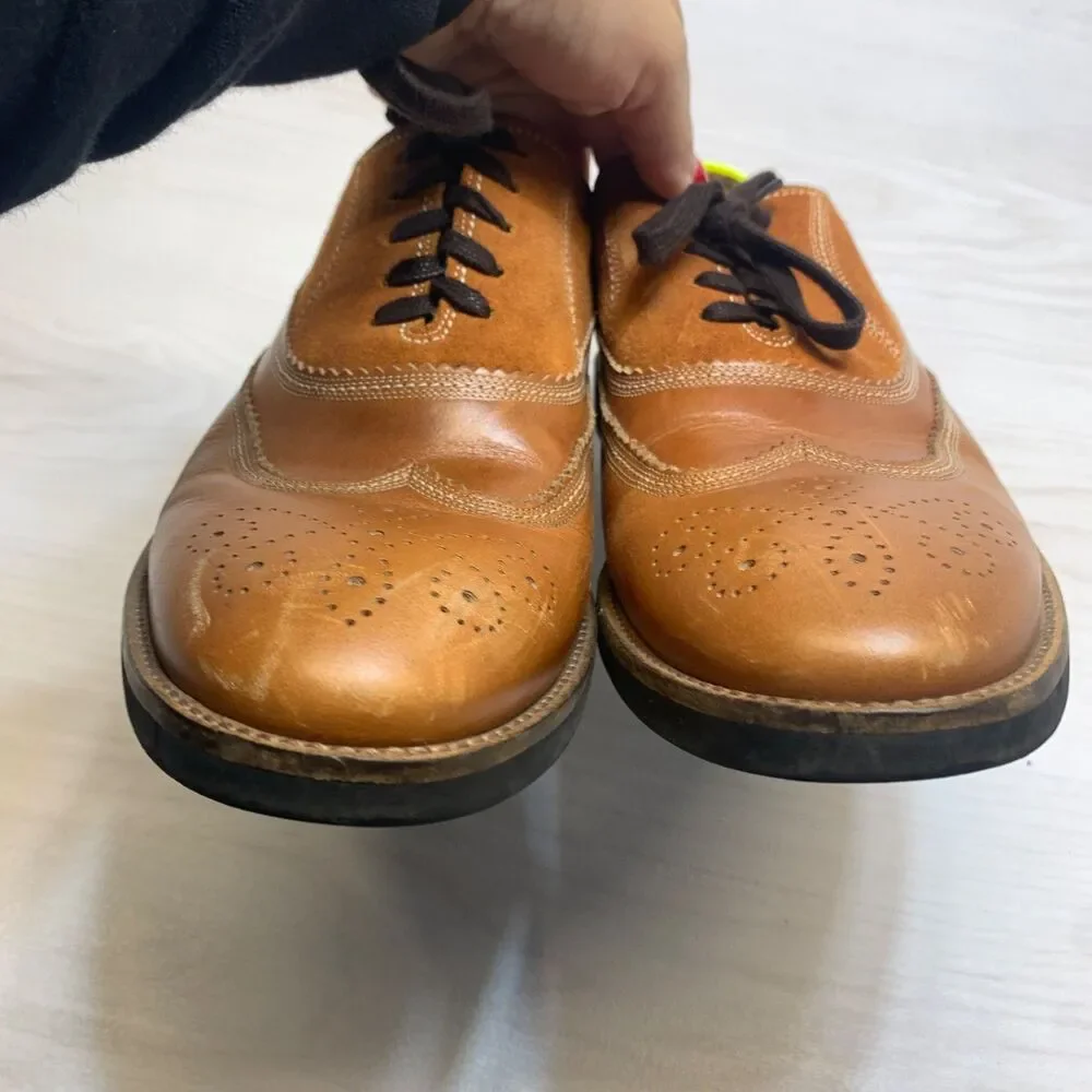Paul Smith Shoes Mens Size 43 Brown Leather Brogue‎ Wingtip Oxford Made Italy